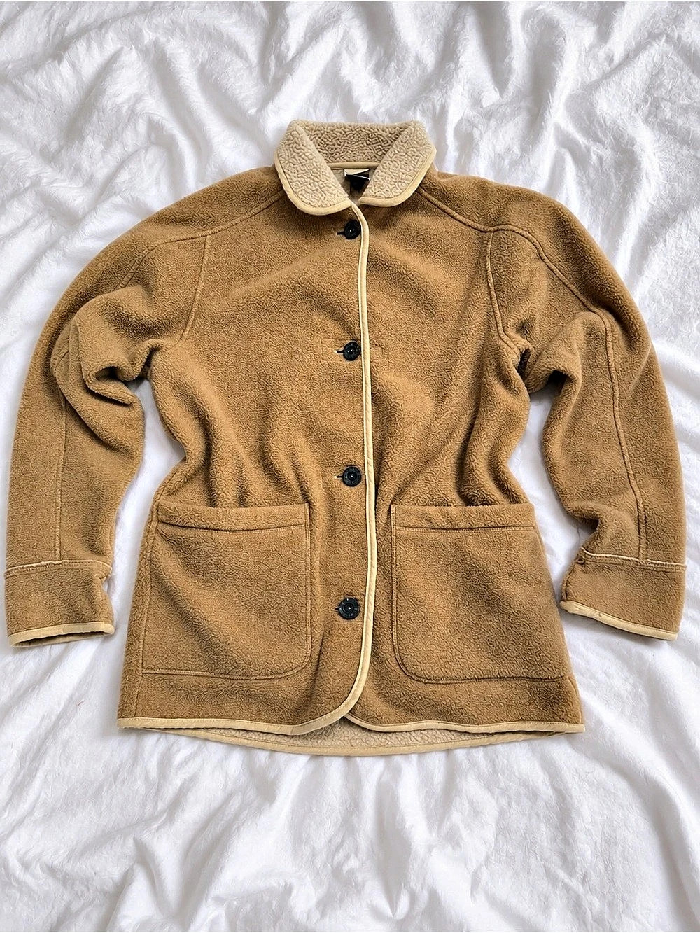 L.L.Bean Sherpa Fleece Button Front Jacket Brown